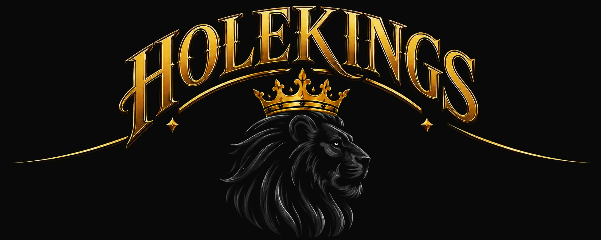The image features the word 'HOLLÉKING' in gold 3D text above a black lion's head with a gold crown, set against a black background.