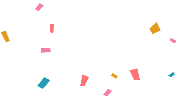 Colorful confetti scattered on a black background.