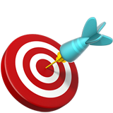 A dart hitting the bullseye on a red and white target.