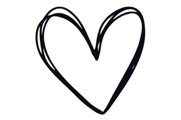Black heart sketch on black background.