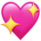 Pink heart with yellow star-shaped sparkles