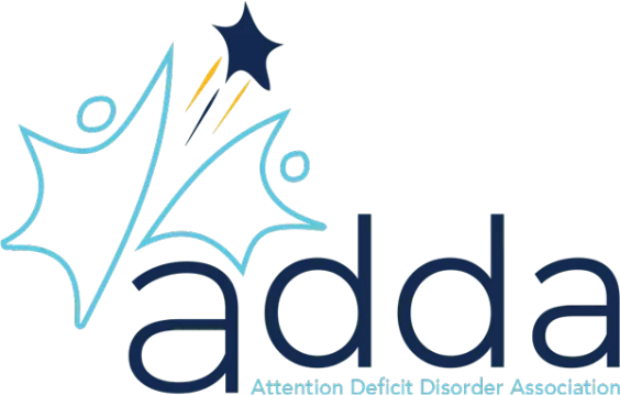 Logo of the Attention Deficit Disorder Association with a stylized star and the organization's name in blue text.