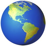 A digital illustration of Earth showing North and South America, with parts of Europe and Africa visible, against a black background.