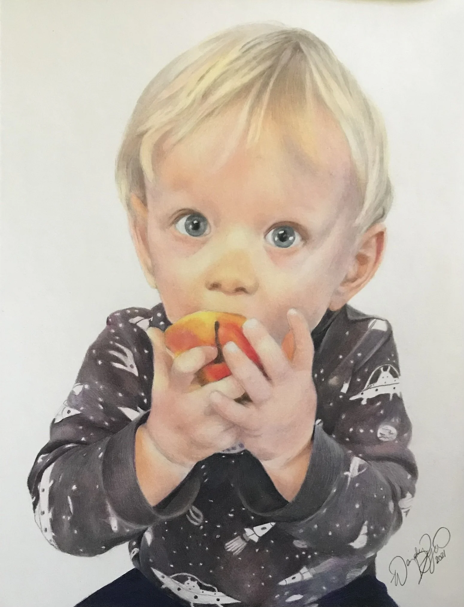 toddler-boy-eating-apple-drawing-colored-pencil-portrait-art-photorealistic.JPEG