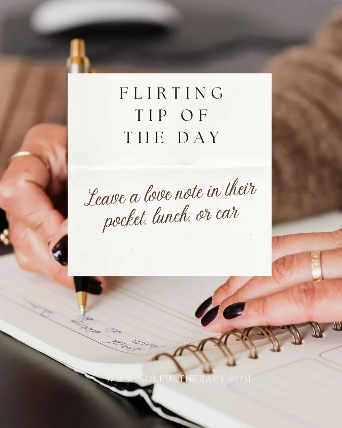 This one can range from cute to silly. Maybe you leave a little trinket with a note, your partner's favorite snack or treat, or funny little toy. 
When my husband goes out of town for a weekend or spends the day with a friend, I like to pack some sna