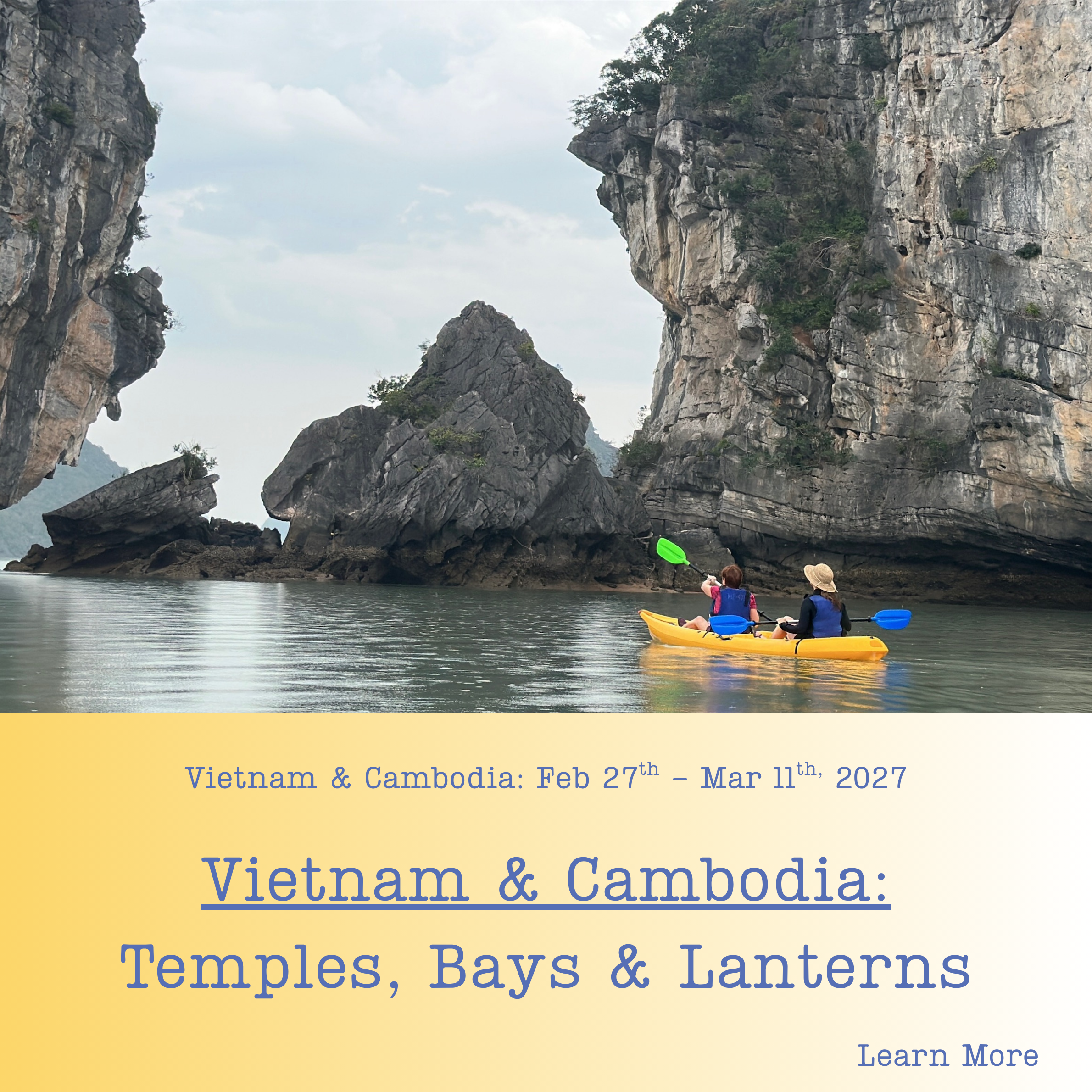 womens trip to cambodia, kayaking through ha long bay