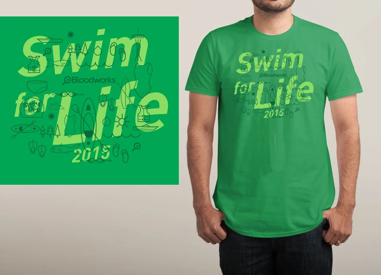 Fundraiser swag for BloodworksNW event Swim for Life