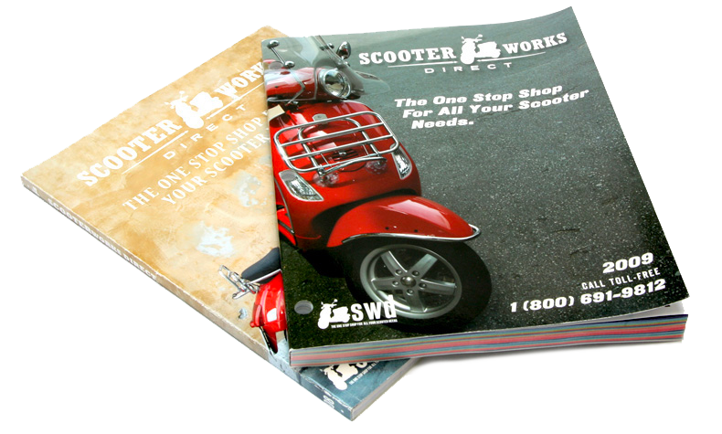 Product photography, layout and design for Scooterworks USA wholesale and retail parts catalogs