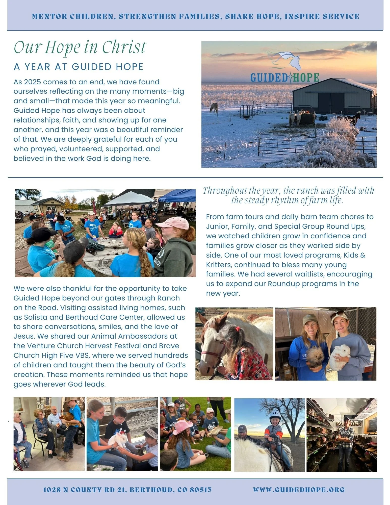 Our Hope in Christ - A Year at Guided Hope!