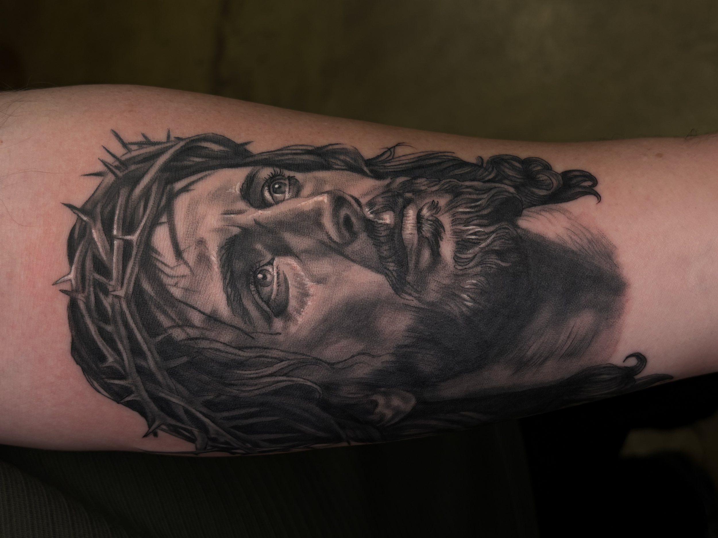 Jesus portrait tattoo by Alex Vivian