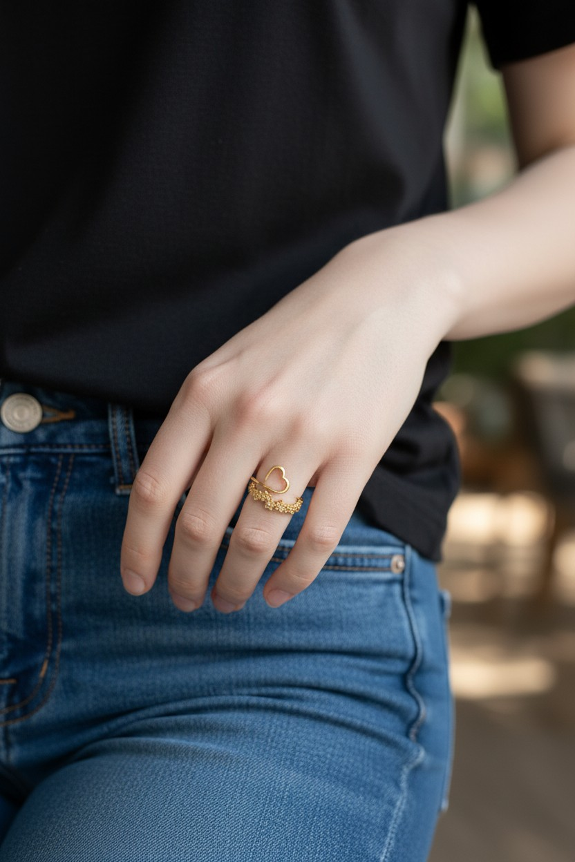 'Forget me not' Collection - Adjustable Heart Ring