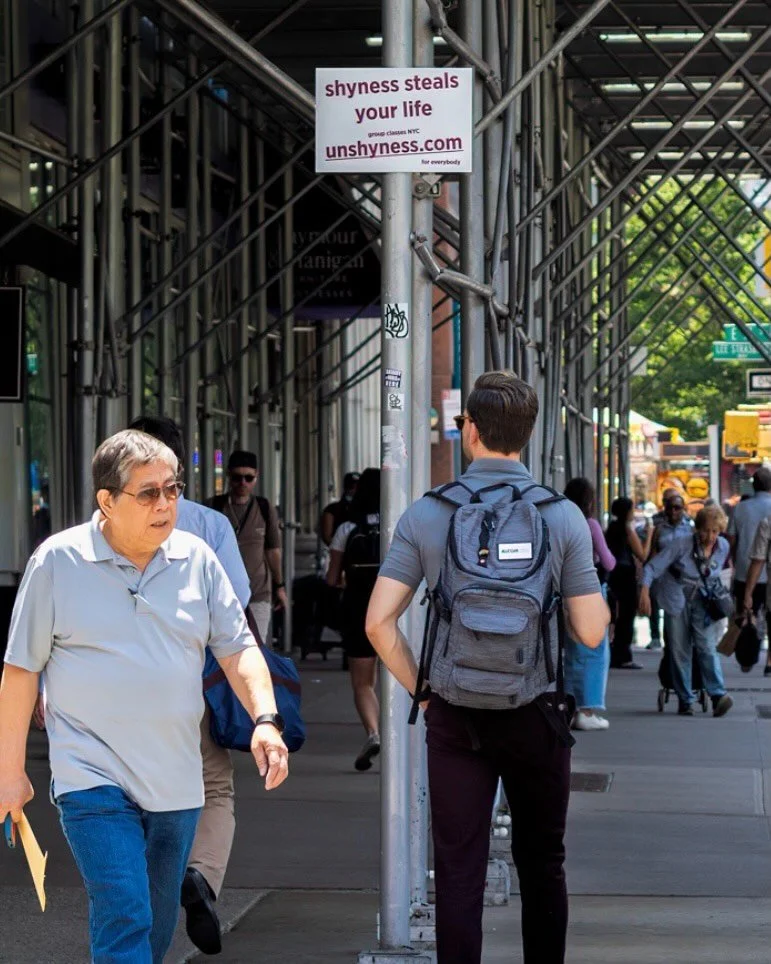 &ldquo;Shyness steals your life.&rdquo;

The words hit with uncomfortable accuracy. It was the summer of 2024. I was walking through Union Square when I saw a handwritten sign taped to scaffolding. A website was attached.

Less than a week later, I w
