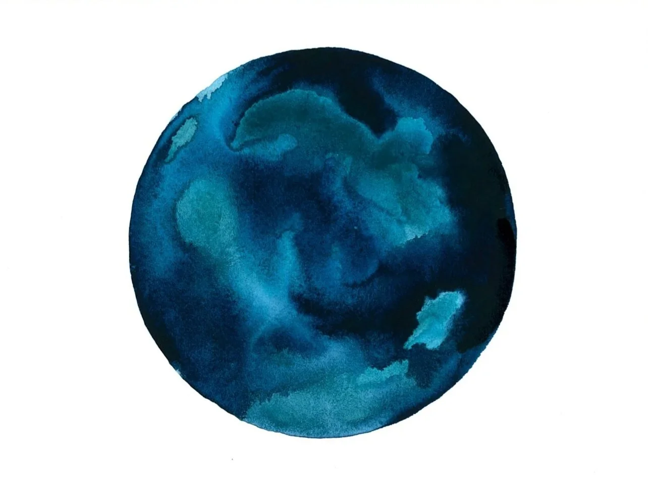 Countercurrents: The Pacific, I - Watercolor on paper, 2026 - 9x9" - $750