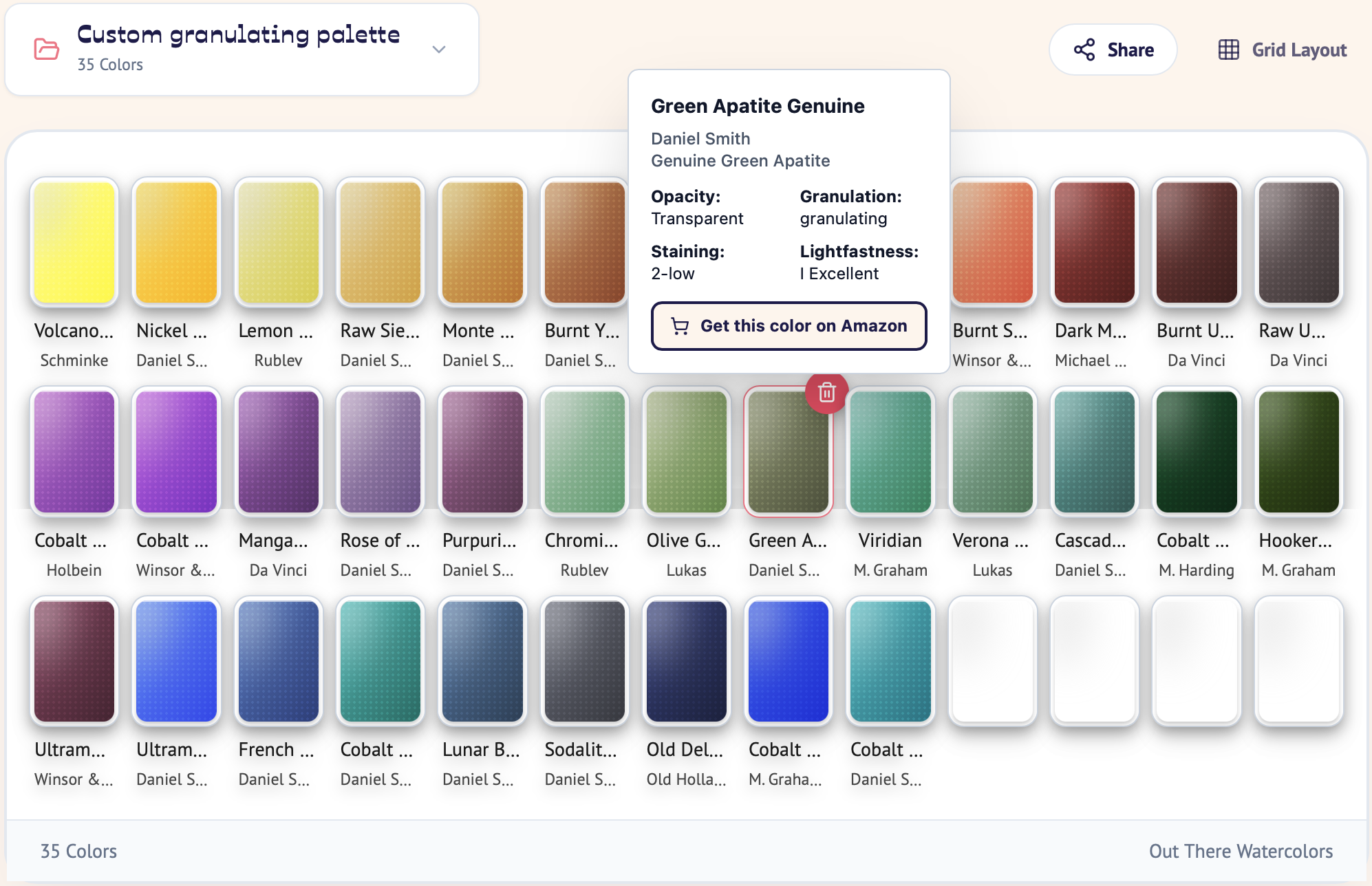 My Palette Library screen shot
