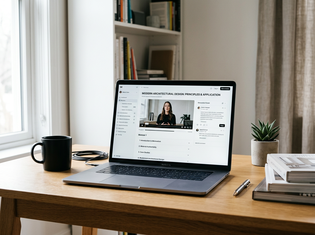 Laptop displaying an online learning course