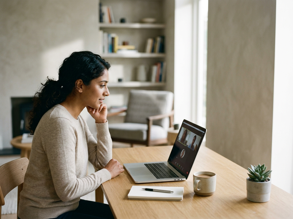 Professional participating in live virtual learning