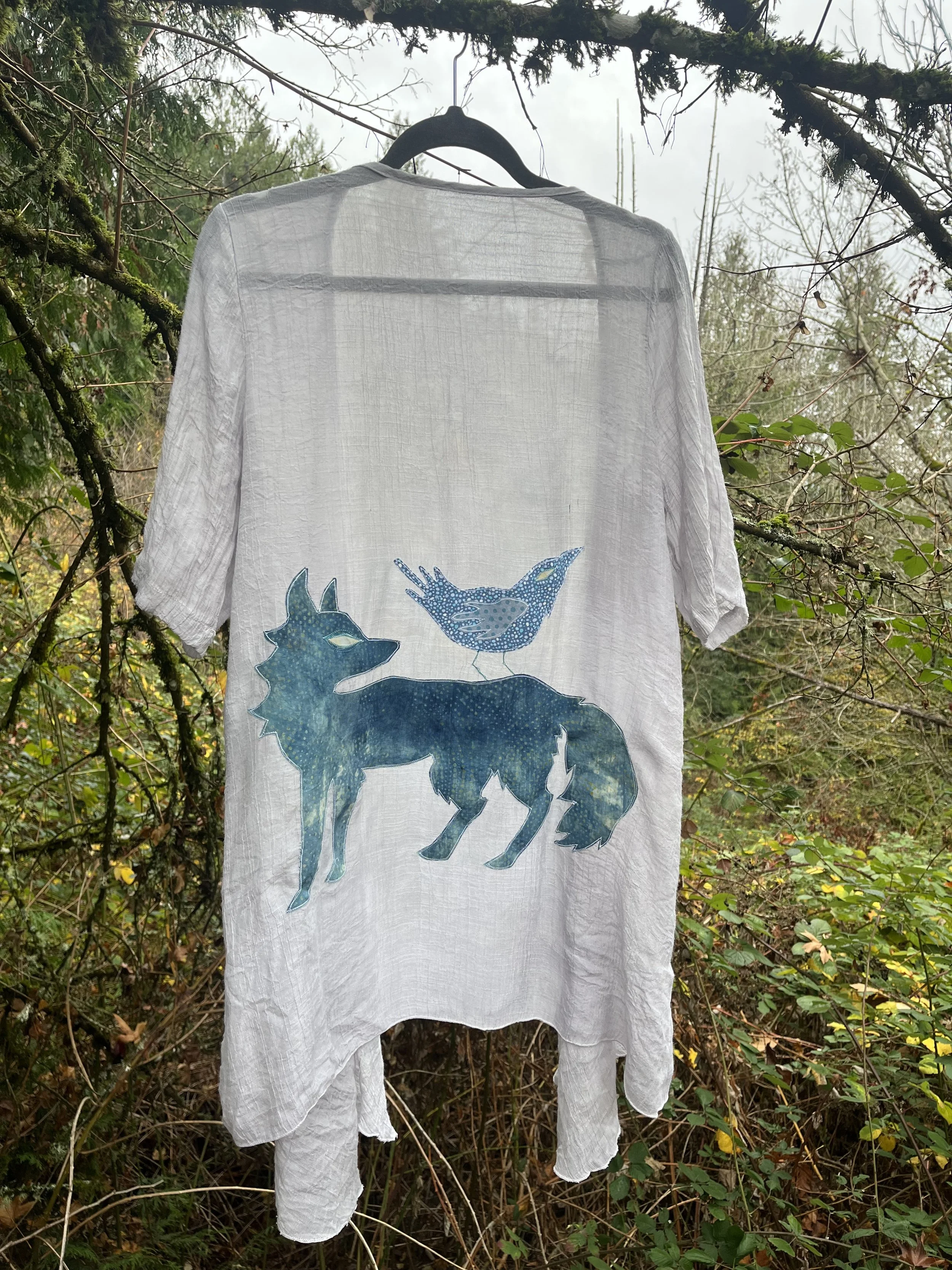 Fox and Bird - Applique Cardigan