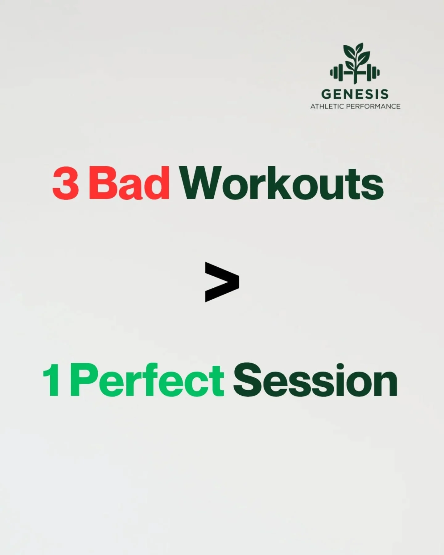 Stop chasing "perfect" and start being CONSISTENT. 🧱

It's easy to train when you feel 100%, but the real gains are made on the days when you'd rather stay on the couch. At Genesis Athletic Performance, we prioritize long-term athletic dev