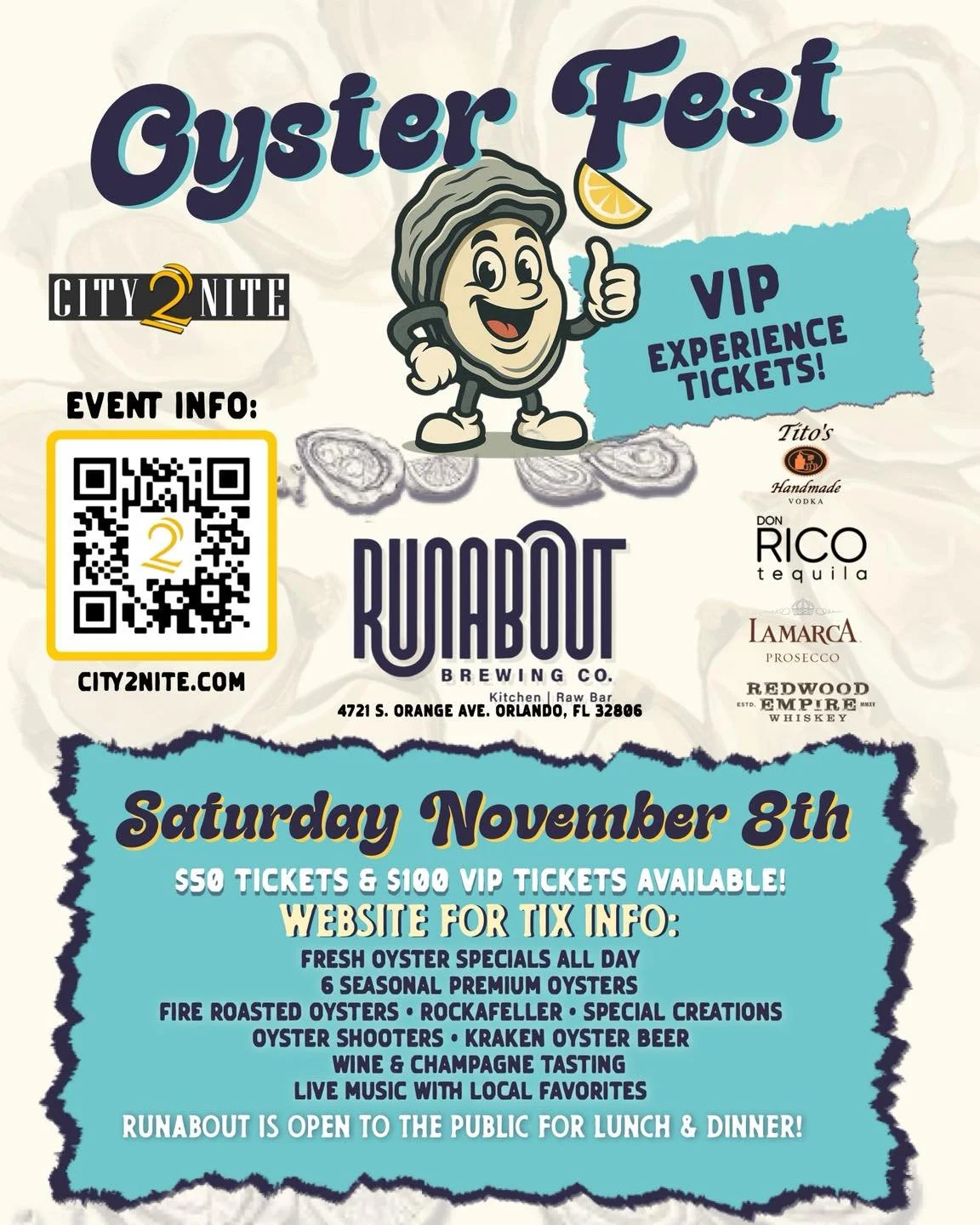 OYSTER FEST hits Runabout Brewing on Saturday, November 8th, and we&rsquo;re taking things up a notch for this shellabration!

🦪 We&rsquo;re serving:
✔️ Fresh oysters all day
✔️ Specialty oyster dishes (Rockefeller, fire-roasted + more)
✔️ Oyster sh