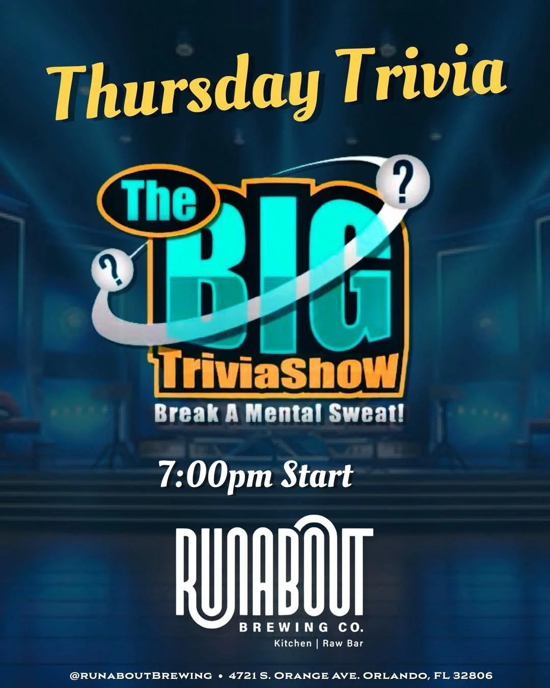 Thursday Trivia with the Big Trivia Show tonight starting at 7pm!

#UM vs #OleMiss 🏈 7:30pm kickoff
College Playoffs and NFL playoffs all weekend long!