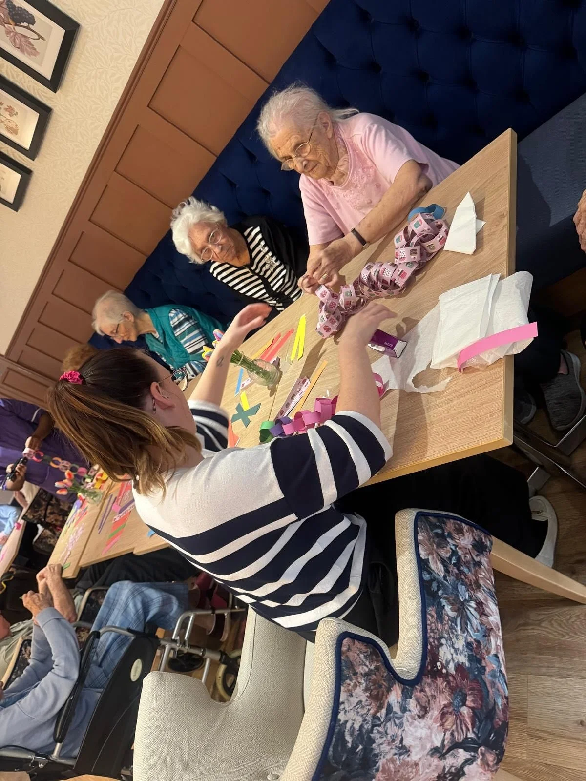 Day 2 of our Caring Like Family Week! 💙
Today&rsquo;s challenge was to see which team could make the biggest paper chain &mdash; and wow, did everyone deliver!
Each team created their own colourful chains, and then we joined them all together to mak