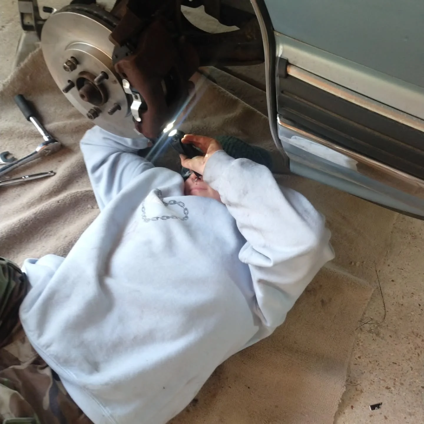 Today, no knives, guns....just me and one of my favorite people...... All too quickly she's approaching 30 yrs old. We spent today with her learning how to replace the brakes on her car. After all these years my little girl continues to impress me. Y