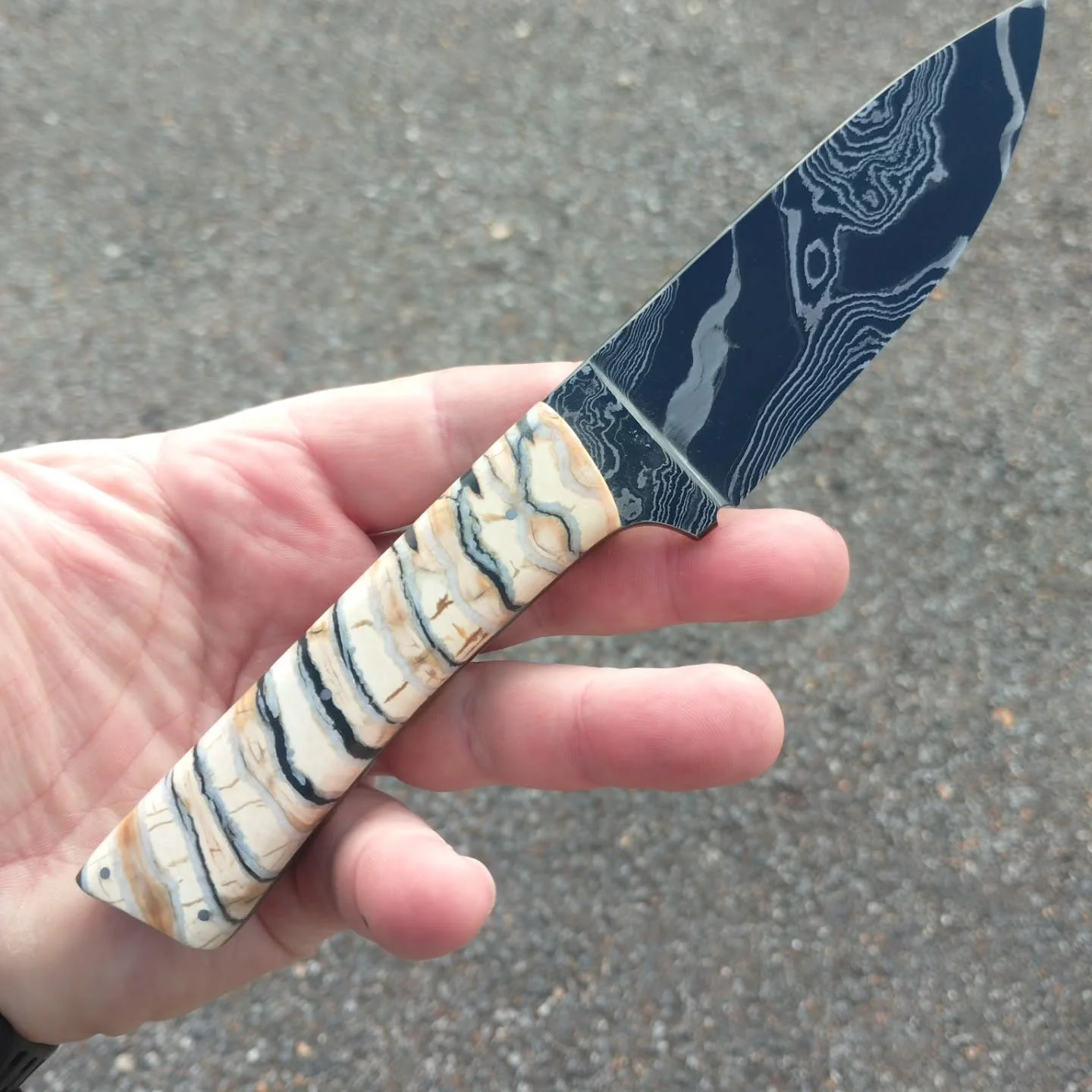Wrapping up a custom order. Damascus with mammoth molar......

#handle #handmade #hunting #outdoors #sportsman #damascus #mammoth