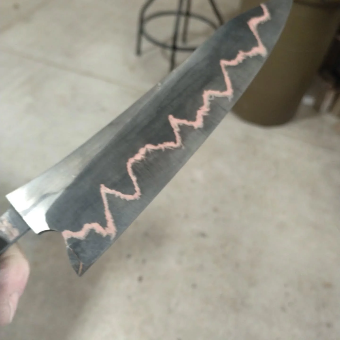 First CuMai blade. This piece from @devilleadam is going to be absolutely gorgeous.....

#custommade #handmade #damascus #chef #foodprep