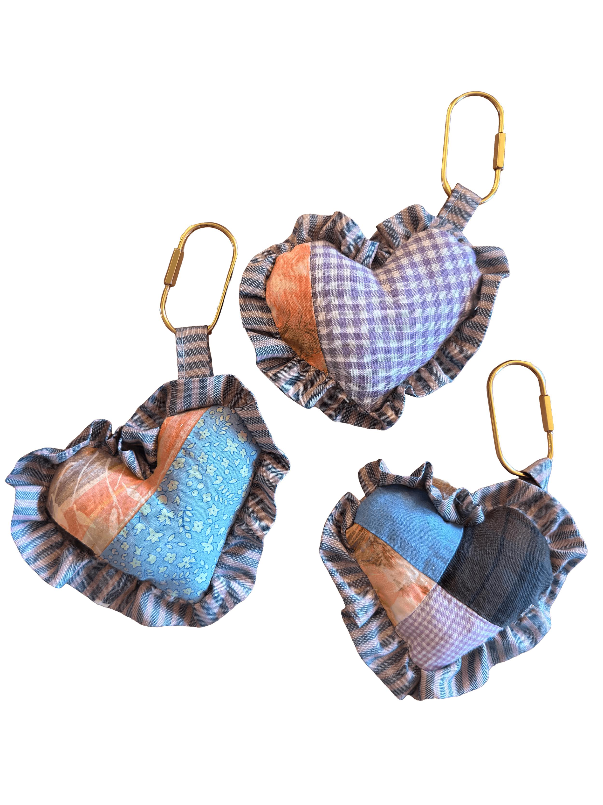 Heart Bag Charm - Purple Stripe Ruffles