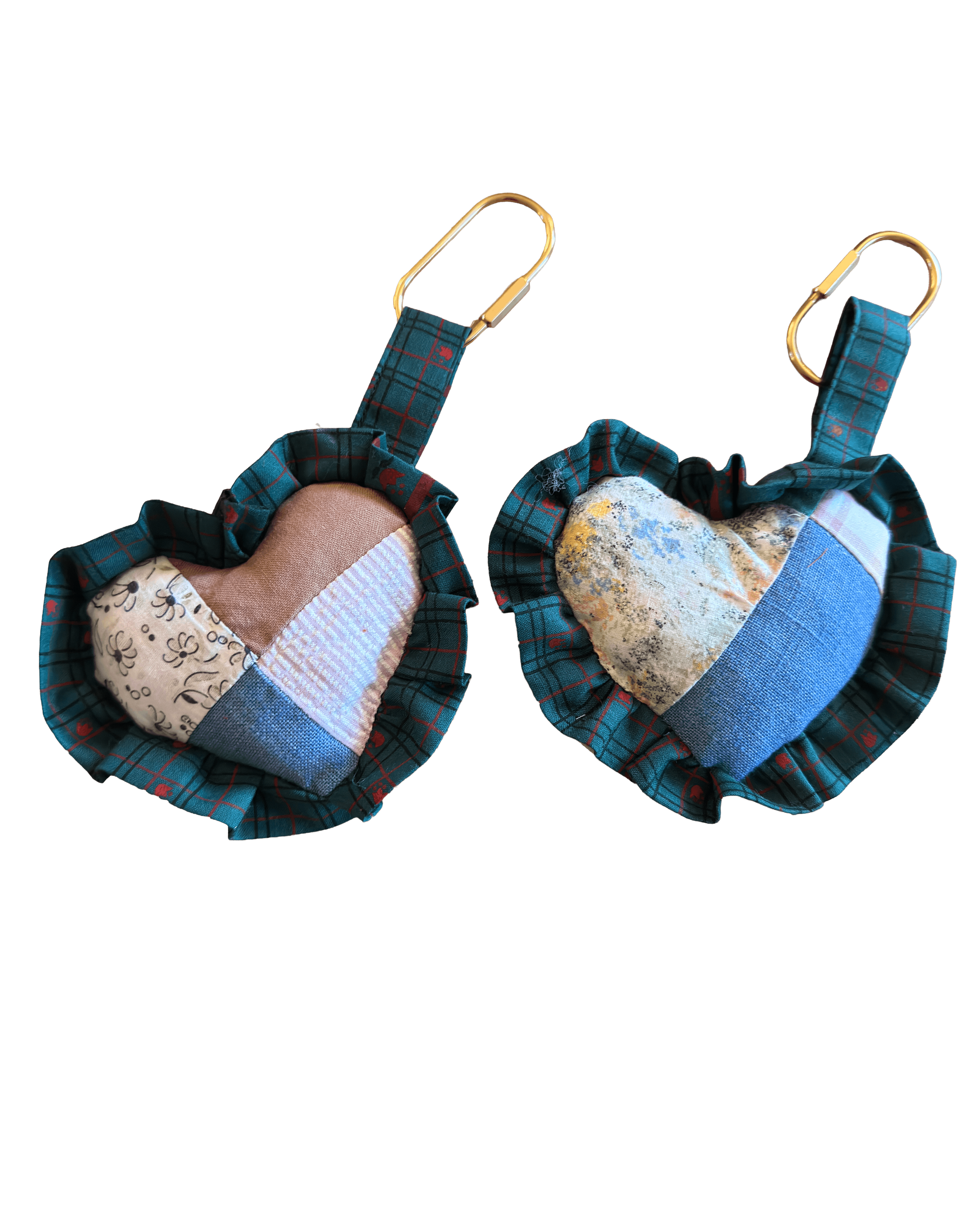 Heart Bag Charm - Green Plaid Ruffles (Copy)