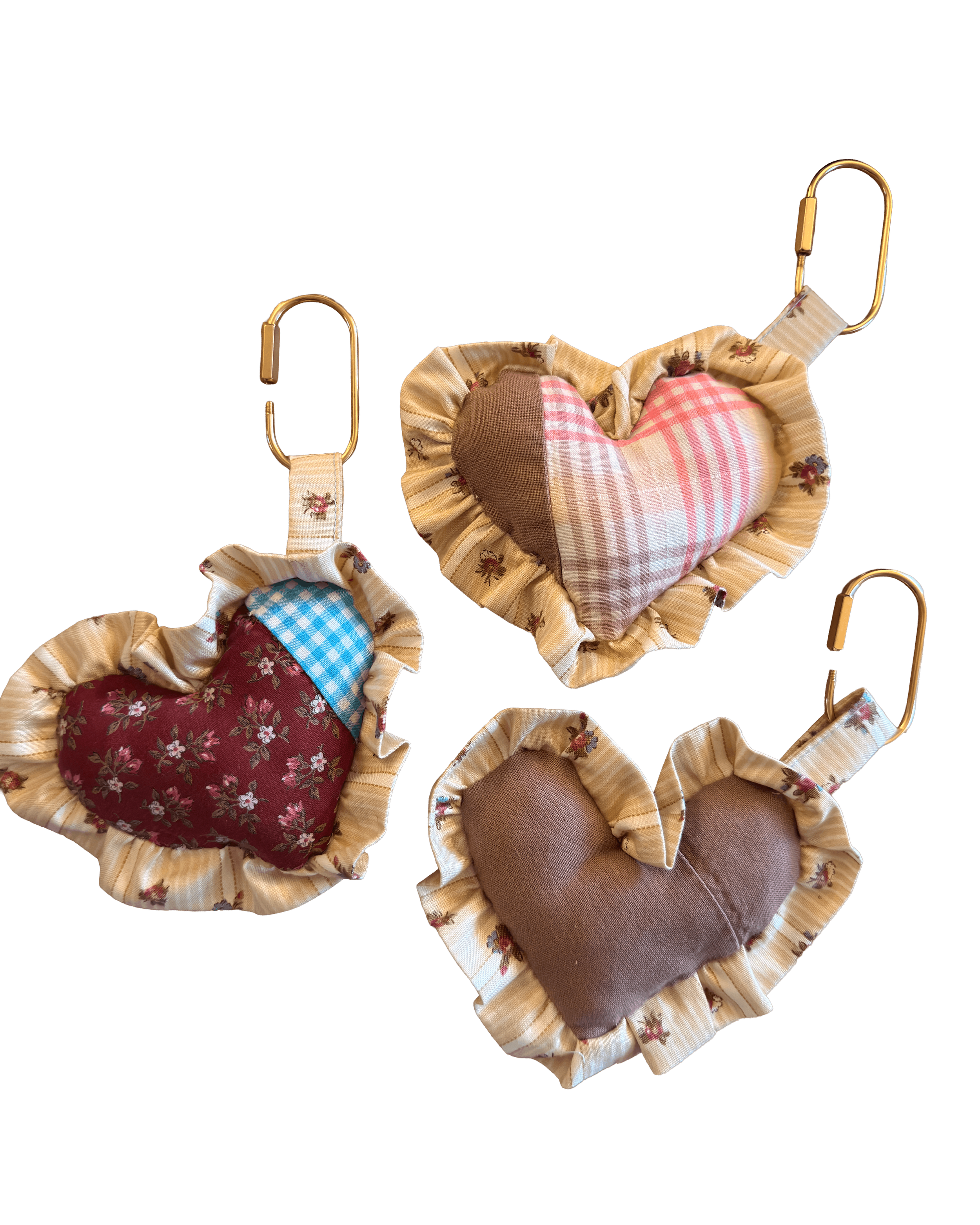 Heart Bag Charm - Floral Stripe Ruffles