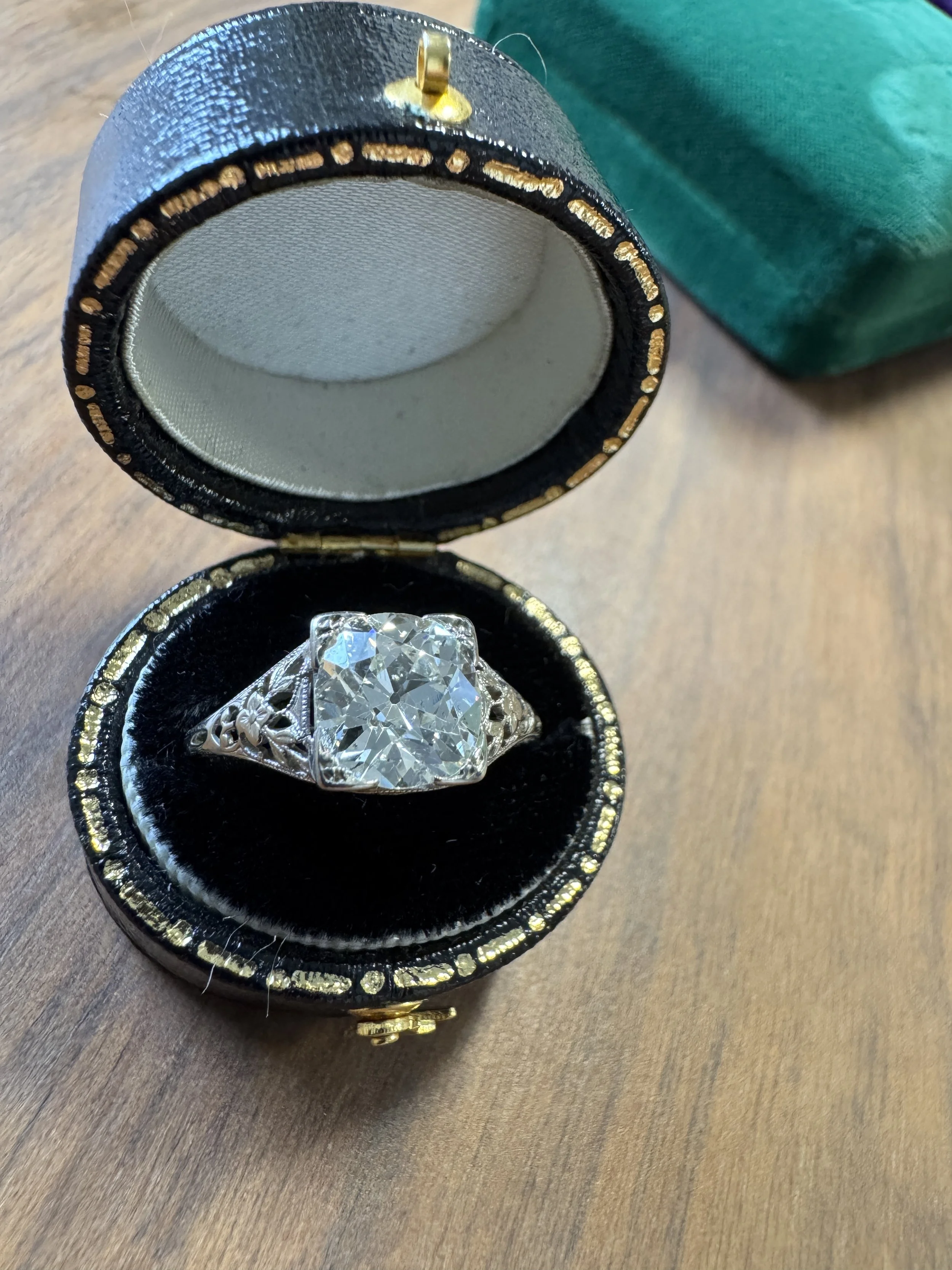 "Mabel" 20K White Gold Diamond Engagement Ring