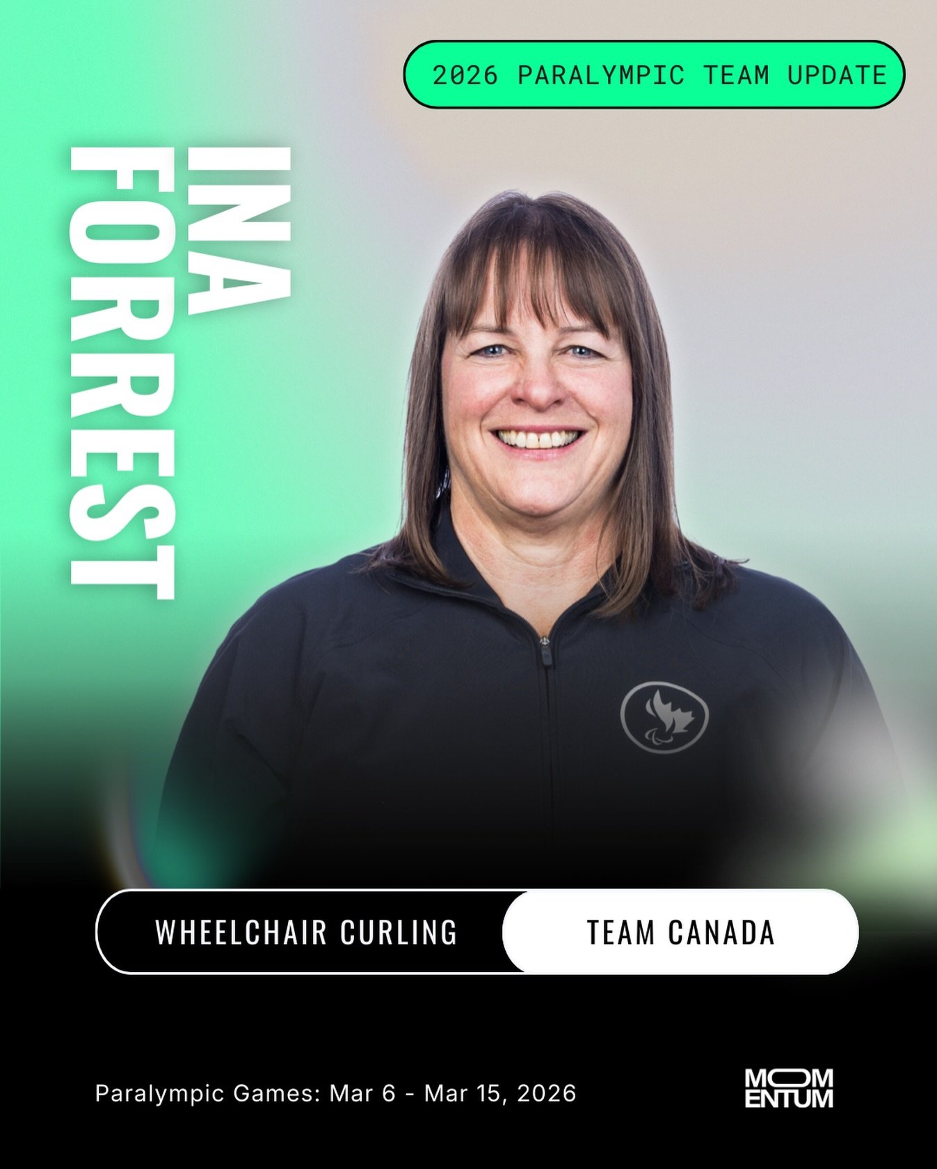 🚨BIG NEWS!🚨

Ina Forrest, one of the most decorated wheelchair curlers in the world, has been officially named to the Milano Cortina 2026 Canadian Paralympic Team, and she&rsquo;s doing it as an athlete mom ❤️&zwj;🔥

A four-time Paralympian, @inaf