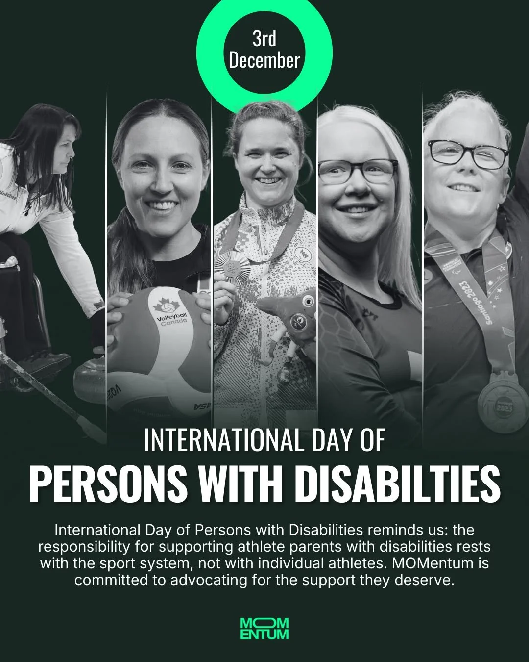 Today, on the International Day of Persons with Disabilities, we reaffirm our responsibility to advocate for high-performance environments in Canada that fully support athlete parents with disabilities and parents-to-be. 💚

Elite sport thrives when 
