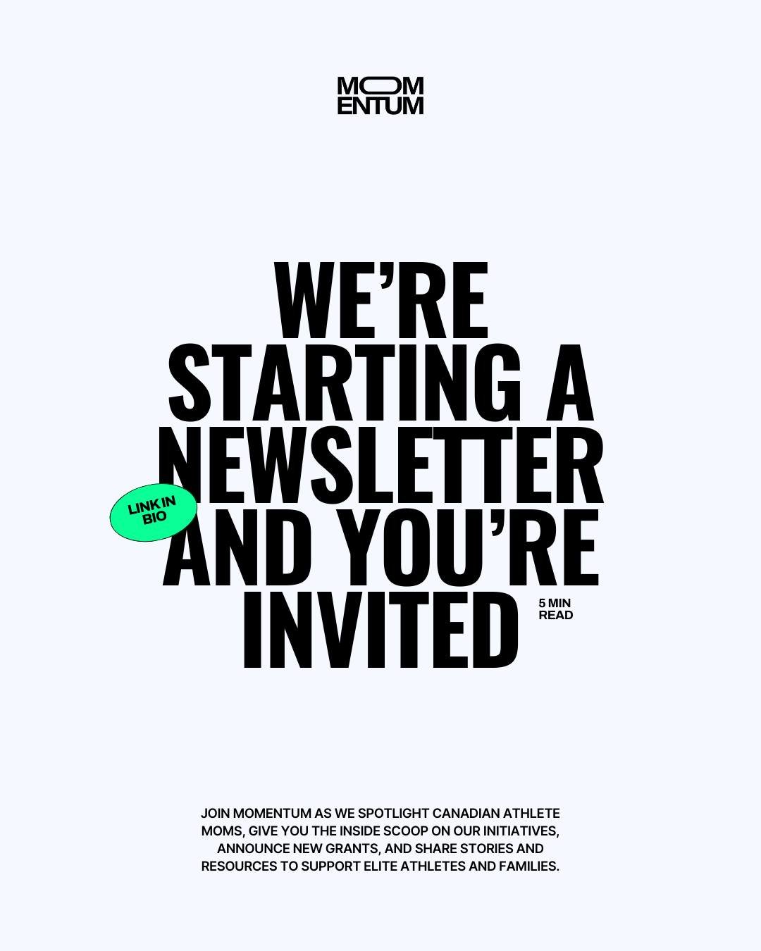 ✨ Our very first MOMentum newsletter is coming at the end of the month! ✨

Want in? It&rsquo;s packed with behind-the-scenes stories, updates on what we&rsquo;re up to, highlights of Canadian athlete moms, new grants, and more,straight to your inbox 
