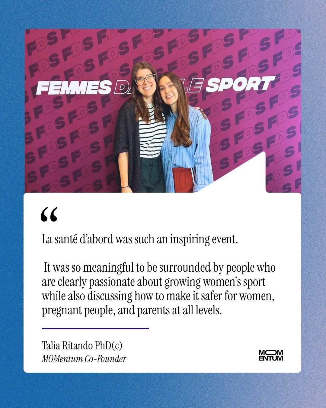 This past weekend our co-founder Talia Ritando was able to attend Health First, the annual Women in Sport event from Femmes dans le sport, where athletes, health professionals, and researchers came together around health, safety, and integrity in spo
