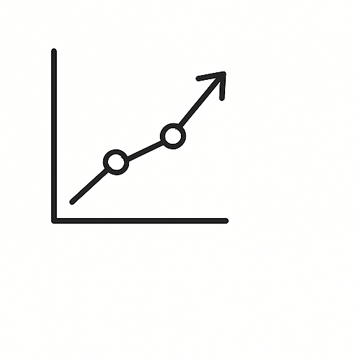 Line graph with an upward trend and three data points connected by lines.