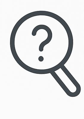 Magnifying glass with a question mark inside it.