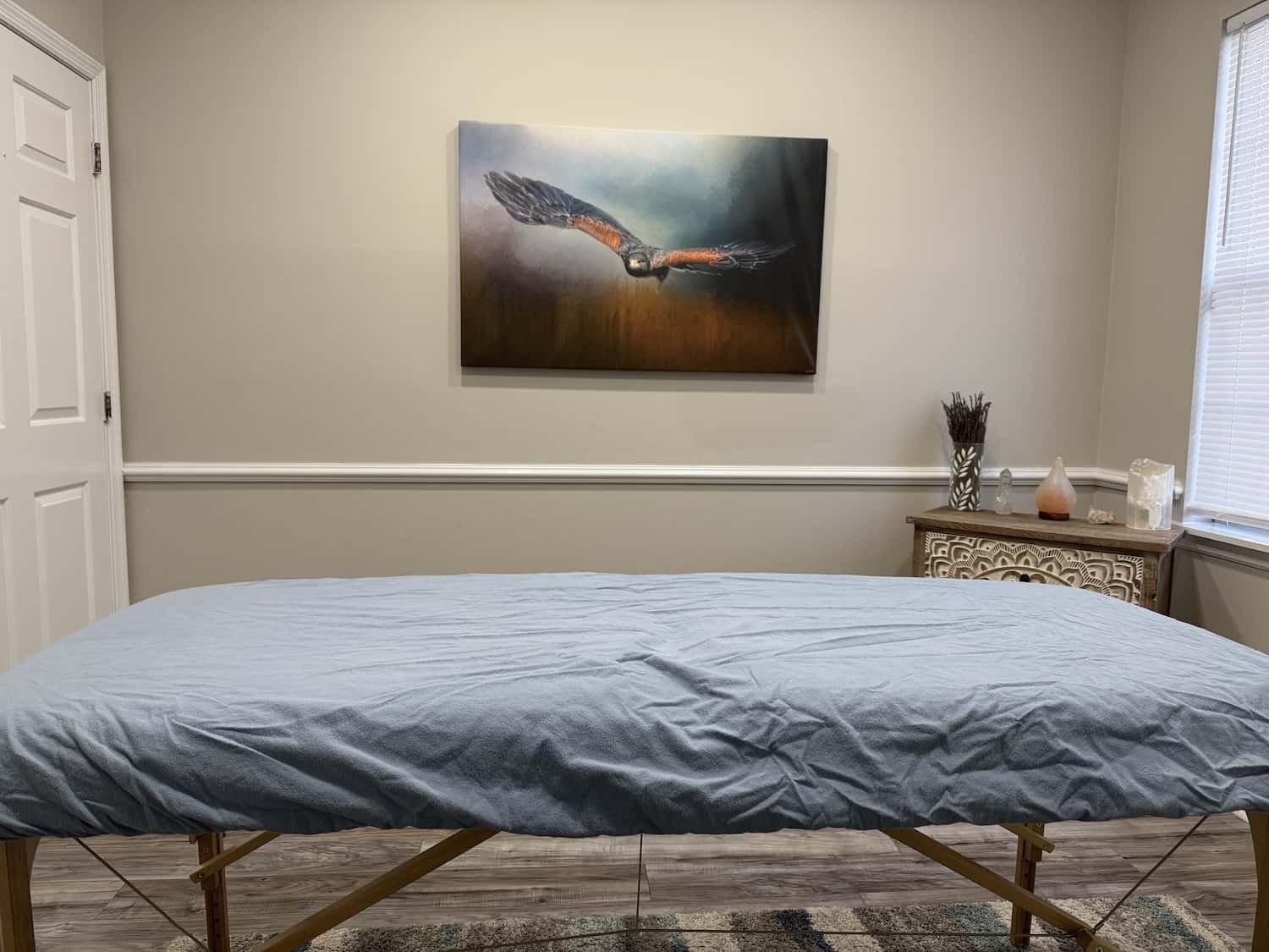 Reiki table prepared for an energy healing session at Inspired Light Counseling in Augusta, GA.