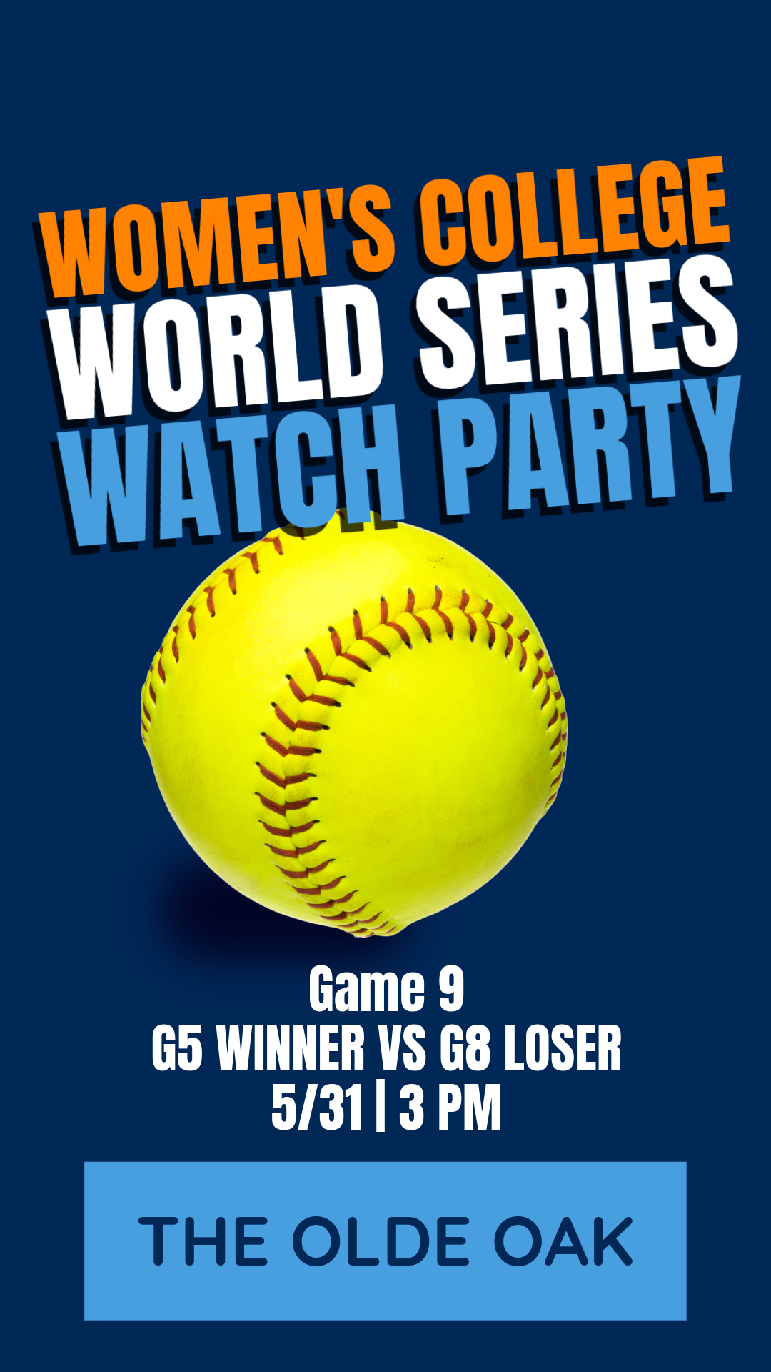 2026 Women’s College World Series Watch Party: Game 9 🥎