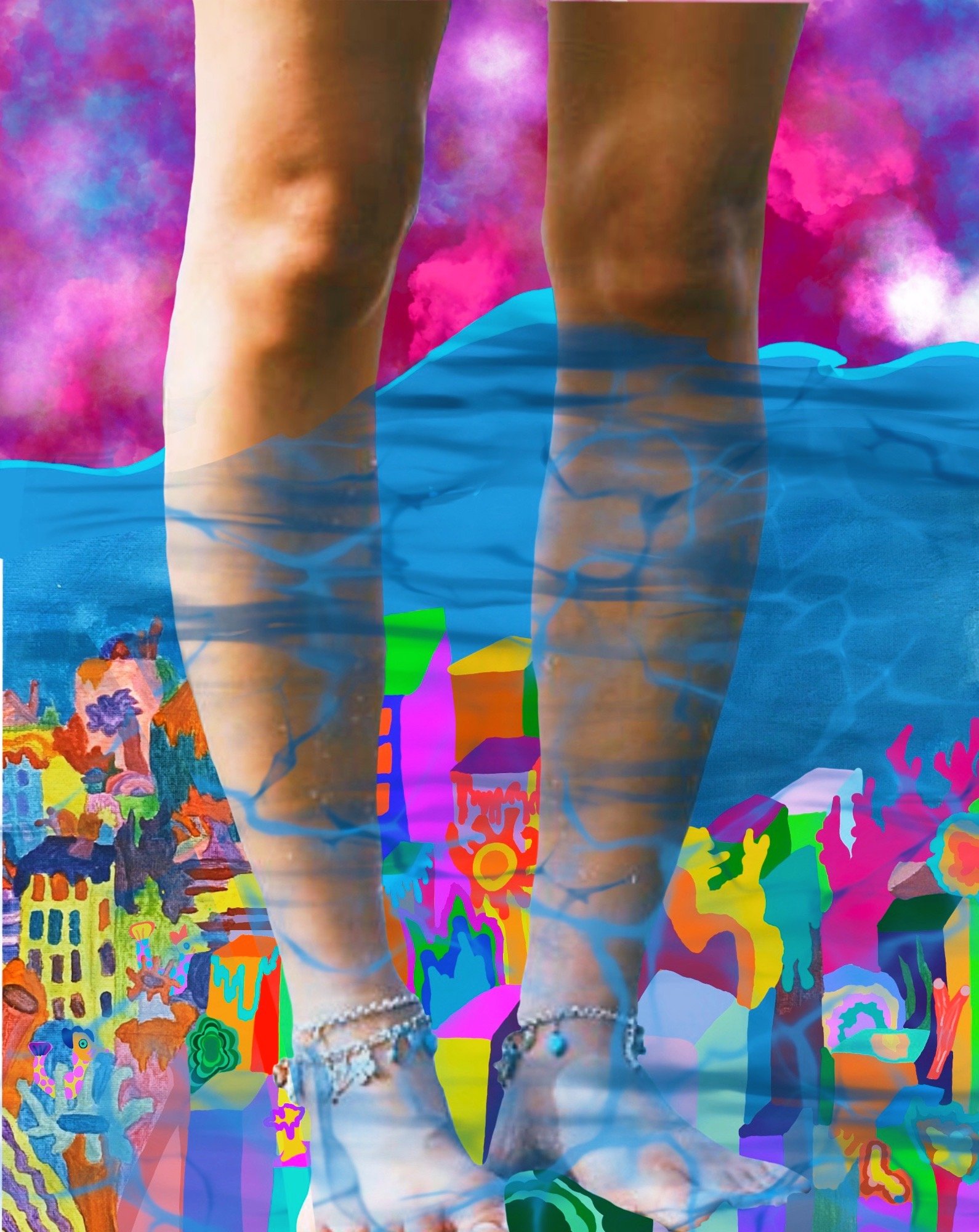 mixed media, procreate with imagery and some watercolor art