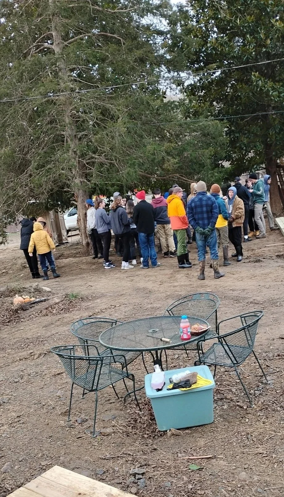 One of the many volunteer groups that showed up to help