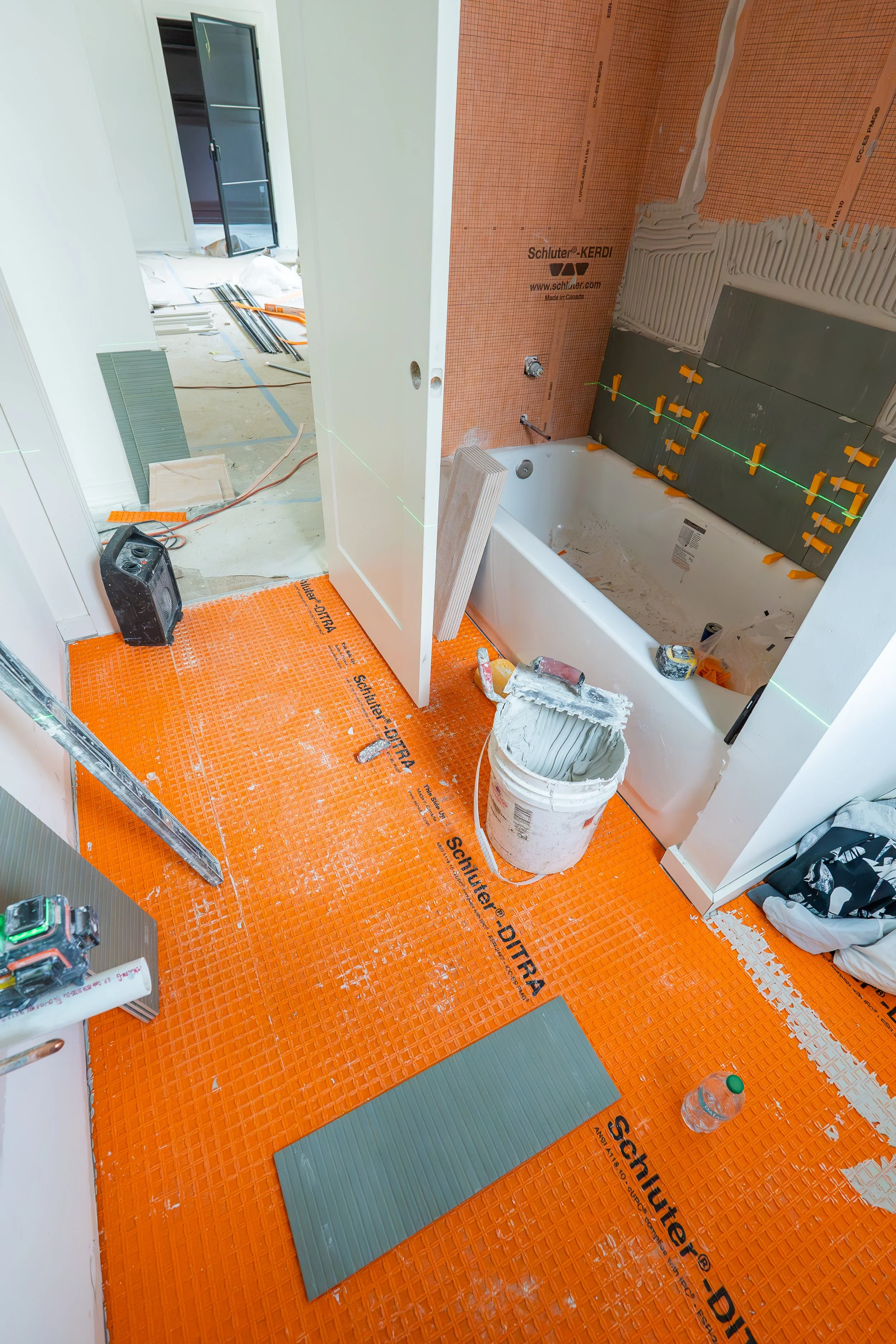 High-end bathroom tile design with upgraded grout and waterproofing