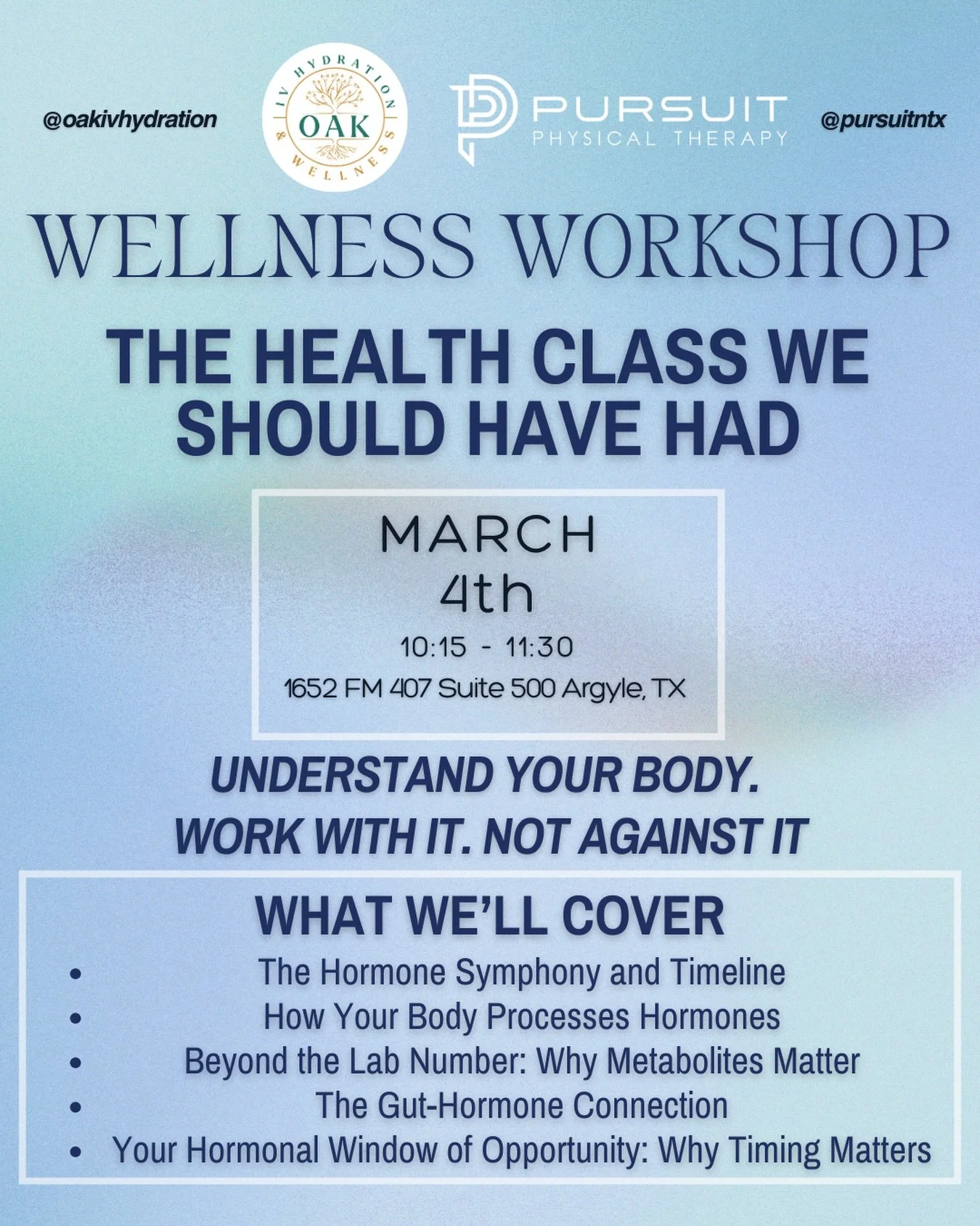 The health class we should have had. 👏🏼

If you&rsquo;ve ever felt confused by your hormones, frustrated by lab results that say you&rsquo;re &ldquo;fine,&rdquo; or stuck trying to figure out why your body isn&rsquo;t responding the way it used to&