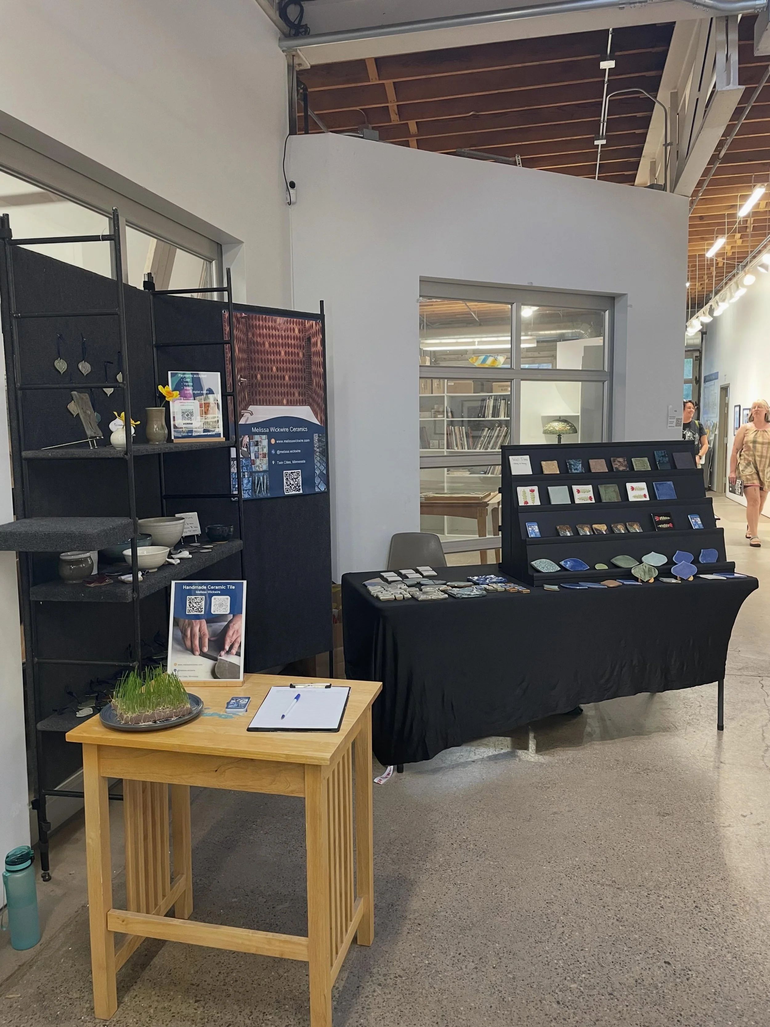 My cozy spot for Art A Whirl. Good vibes! #artawhirl2026 #nemaamn #handmadeceramictile