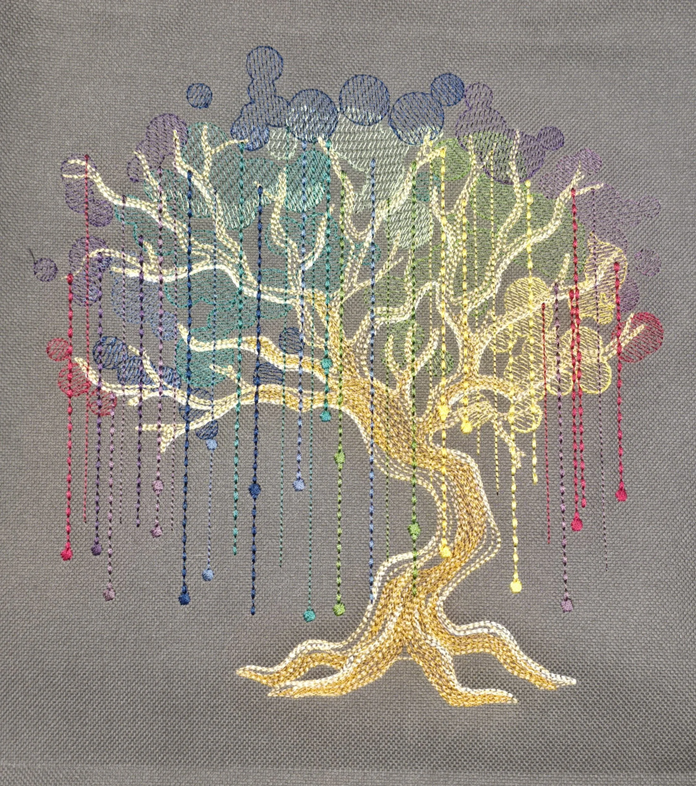 Rainbow Willow Tree Tote Bags
