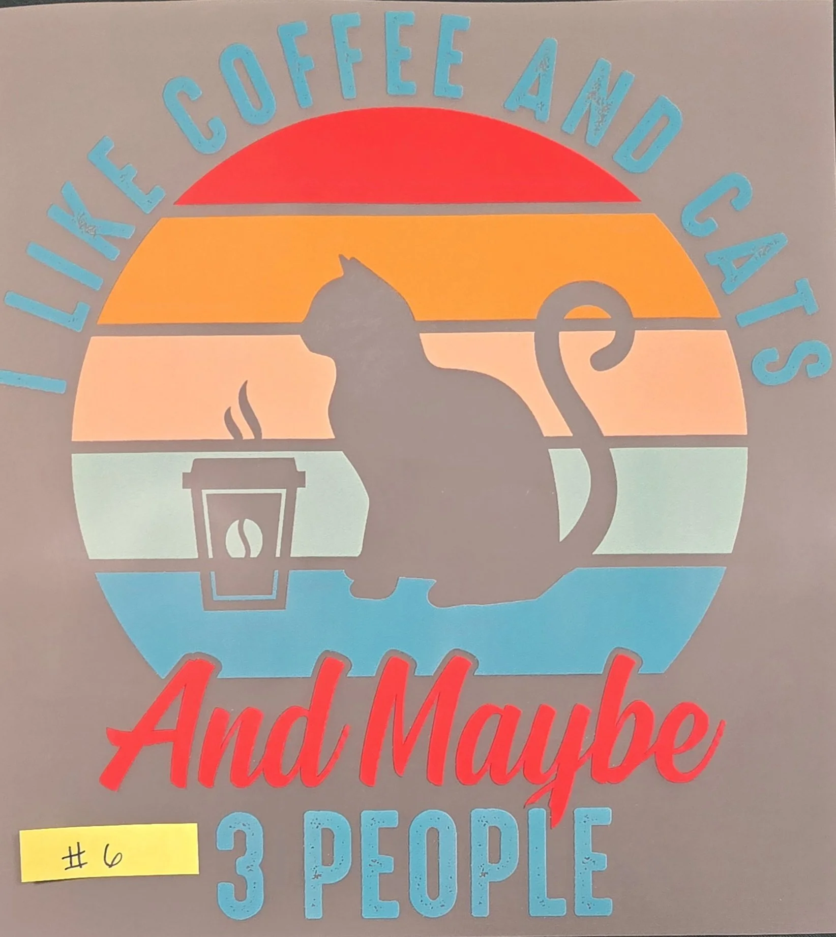 A colorful circular infographic with a kitchen blender illustration in the center, divided into sections with different colors. The text reads 'Like Coffee and Cats', with 'Coffee' and 'Cats' in blue, and 'Always' in red. A yellow sticky note at the 