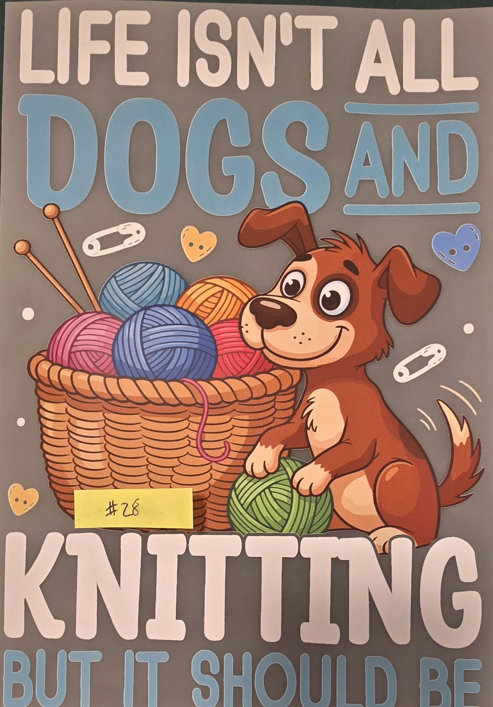 Dogs and Knitting Adult T-Shirt (D28)