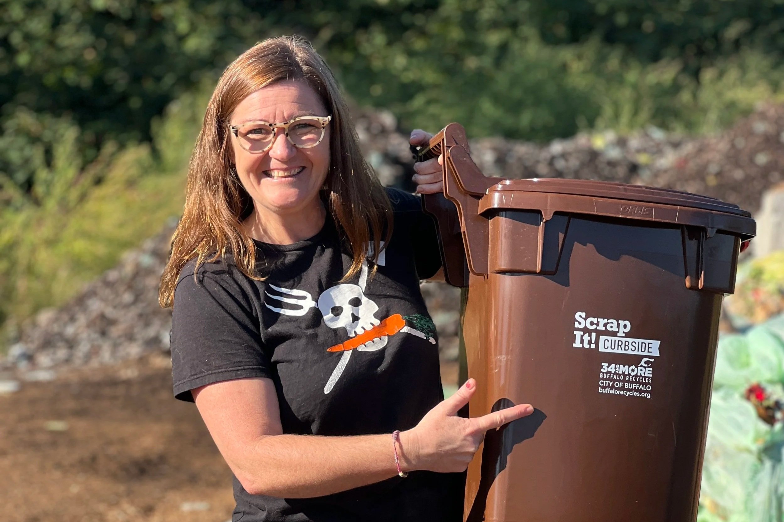 Food scraps in a compost tote