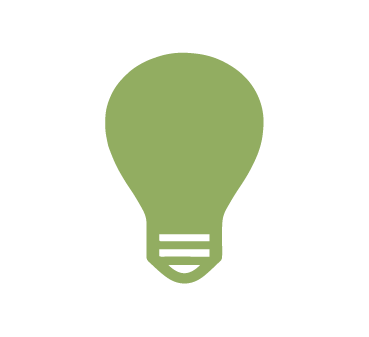 Green lightbulb icon on black background.